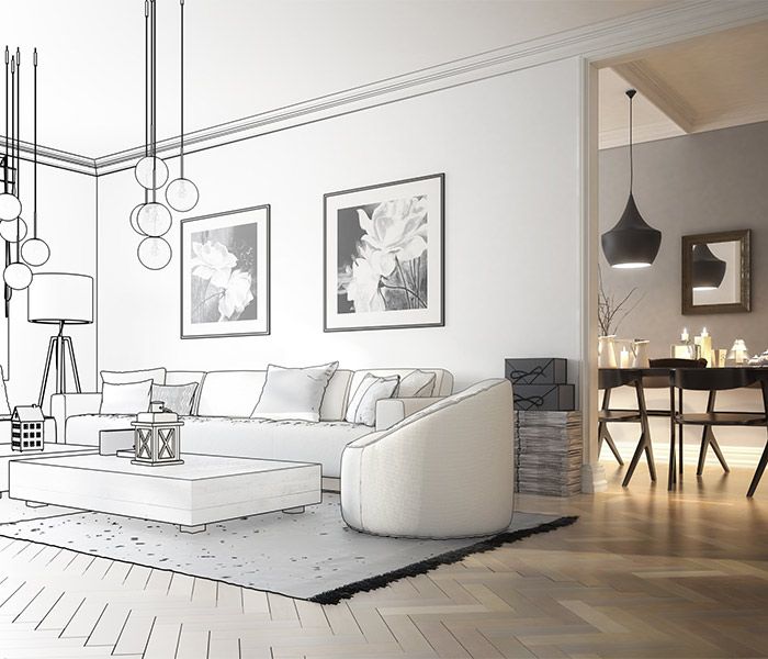 Skizze eines Wohnbereiches 